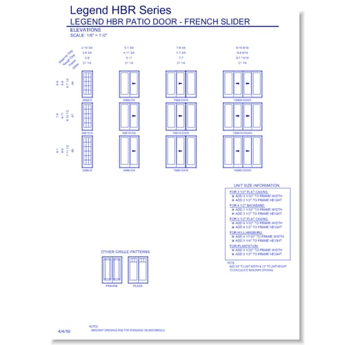 Legend HBR Sliding Patio Door: Elevations