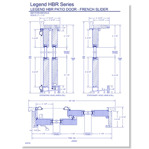 Legend HBR Sliding Patio Door: Section Details