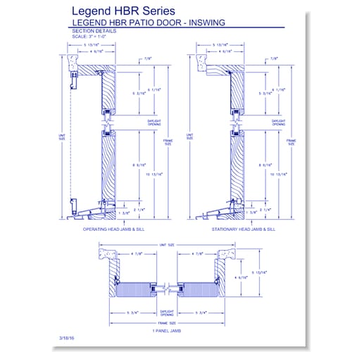 Legend HBR Swinging Patio Door: Section Details