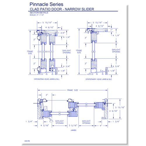 Pinnacle Clad Sliding Patio Door: Section Details