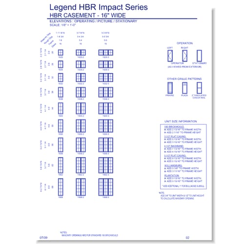 Legend HBR Impact Casement: Elevations