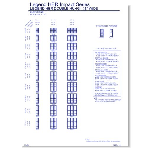 Legend HBR Impact Double Hung: Elevations