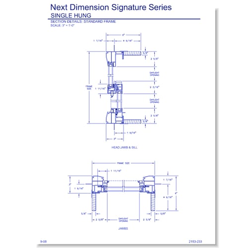 Next Dimension Signature Single Hung: Section Details
