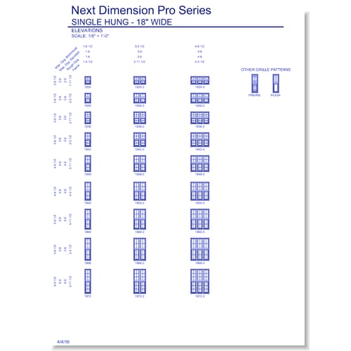 Next Dimension Pro Single Hung: Elevations