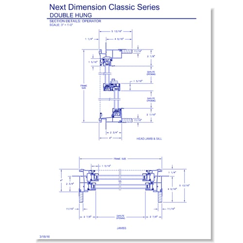 Next Dimension Classic Double Hung: Section Details