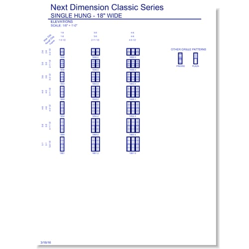 Next Dimension Classic Single Hung: Elevations