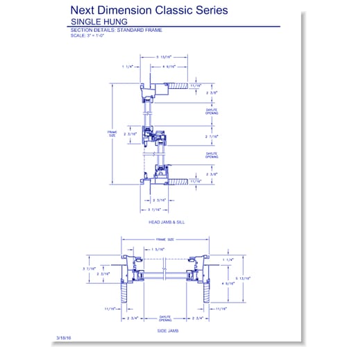 Next Dimension Classic Single Hung: Section Details