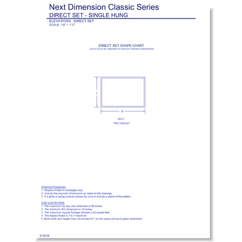 Next Dimension Classic Single Hung Direct Set: Elevations