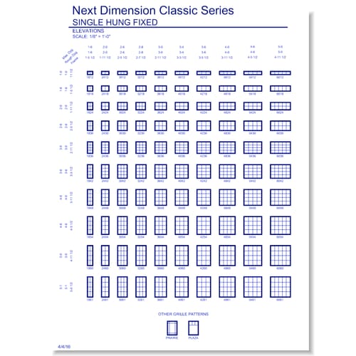 Next Dimension Classic Single Hung Fixed: Section Details