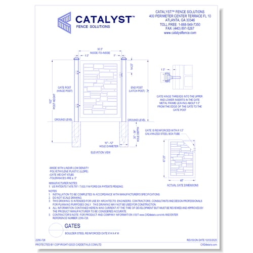 Boulder Steel Reinforced Gate 6' H x 4' W