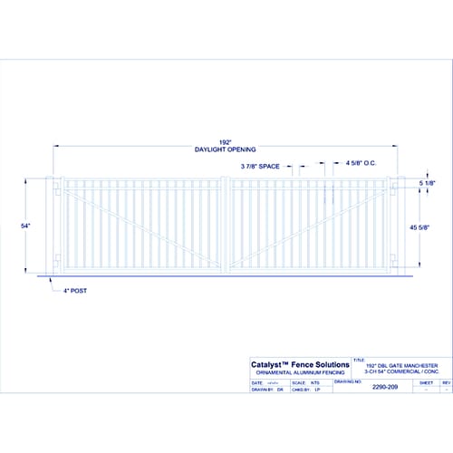 Double Gate Concealed Fastener Manchester 04 Arch 3-CH 54" (GT04D192CA543)