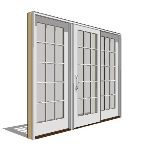 Architect Series, Traditional, Clad, Wood, Sliding Door, 3 Panel