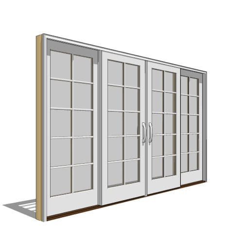 Architect Series, Traditional, Clad, Wood, Sliding Door, 4 Panel