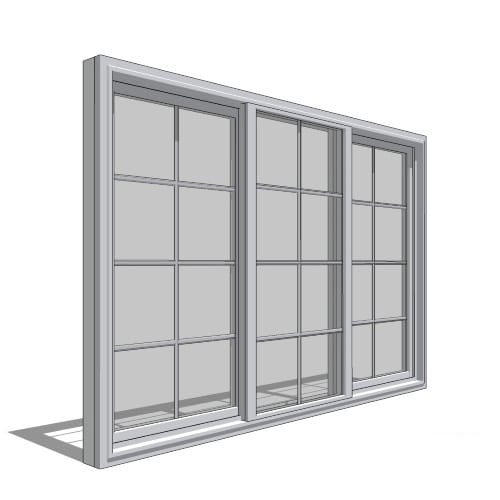250 Series Sliding Window, Vent Fixed Vent Operation, 1/3