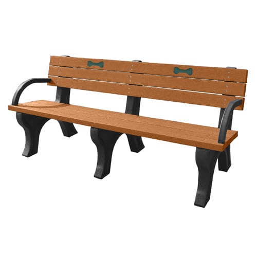 DOGIPARK® 6' Backed Poly Bench with Arms ( 7713-BC-BONES)
