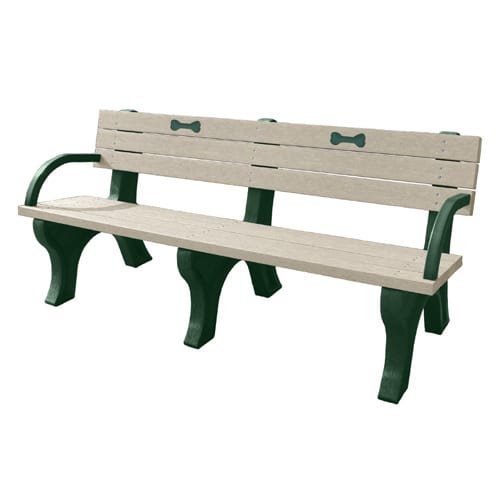 DOGIPARK® 6' Backed Poly Bench with Arms ( 7713-GS-BONES )