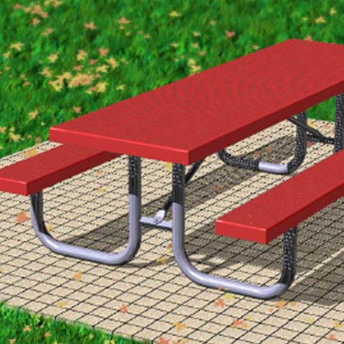 XT Series: Extra Heavy Duty Portable Rectangular Tables w/ H-Type Thermo-plastic Coated Perforated Steel Top & Seats ( AI-1488 )
