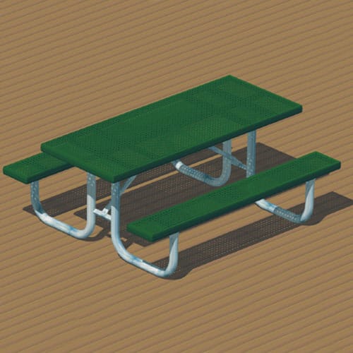 XT Series: Extra Heavy Duty Portable Rectangular Tables w/ R-Type Thermo-plastic Coated Perforated Steel Top & Seats ( AI-1678 )