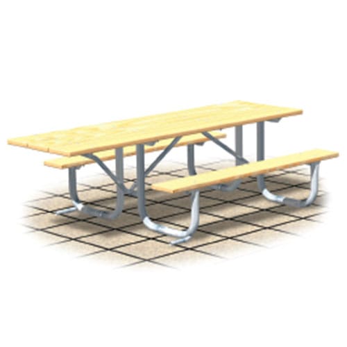 XT Series  - Wheelchair Accessible: Table Extended One End w/ Lumber Top & Seat Planks ( AI-1612 )