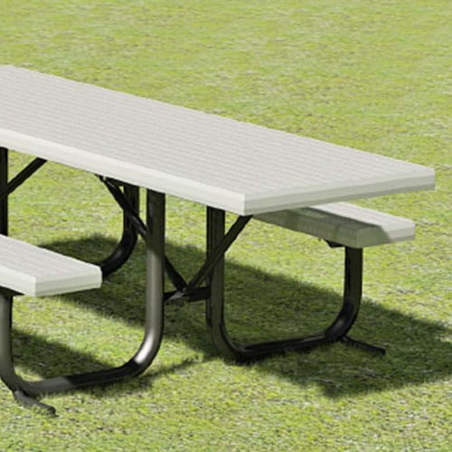 XT Series  - Wheelchair Accessible: Table Extended One End w/ V-Type Thermo-plastic Coated Expanded Steel Top & Seats ( AI-1689 )