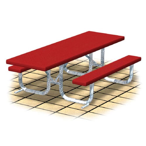 XT Series  - Wheelchair Accessible: Table Extended One End w/ H-Type Thermo-plastic Coated Perforated Steel Top & Seats ( AI-1692 )