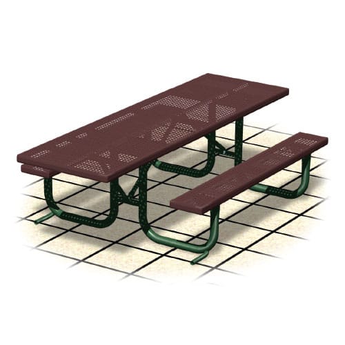 XT Series  - Wheelchair Accessible: Table Extended One End w/ R-Type Thermo-plastic Coated Perforated Steel Top & Seats ( AI-1693 )