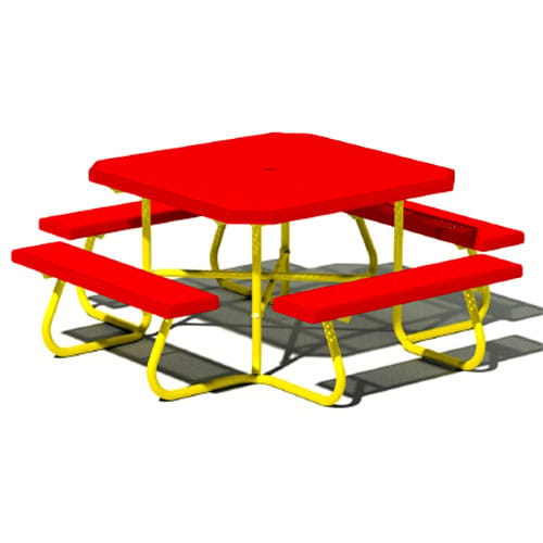 SQT Series:  Portable Square Tables w/ H-Type Thermo-plastic Coated Perforated Steel Seats & Top ( AI-1499 )