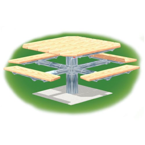 PQT Series: Pedestal Square Table w/ Lumber Top & Seats ( AI-1695 )