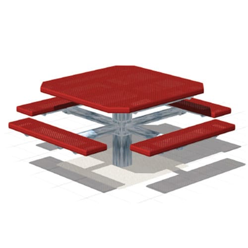 PQT Series: Pedestal Square Table w/ V-Type Thermo-plastic Coated Expanded Steel Top & Seats ( AI-1700 )