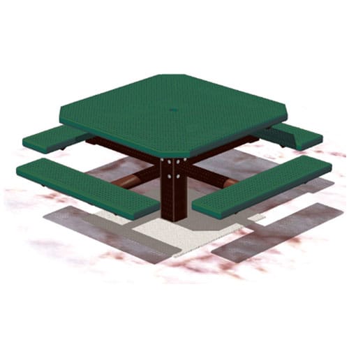 PQT Series: Pedestal Square Table w/ H-Type Thermoplastic Coated Perforated Steel Top & Seats ( AI-1699 )