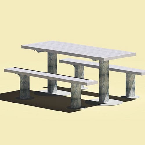 APT Series: Multi Pedestal Rectangular Table w/ Aluminum Top & Seats ( AI-1773 )