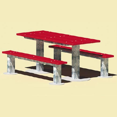 APT Series: Multi Pedestal Rectangular Table w/ Recycled Plastic Top & Seat Planks ( AI-1774 )