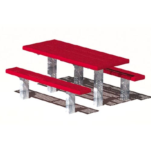 APT Series: Multi Pedestal Rectangular Table w/ V-Type Thermo-plastic Coated Expanded Steel Top & Seats ( AI-1746 )