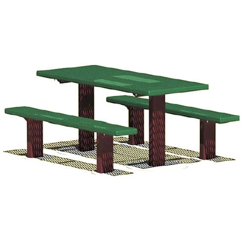 APT Series: Multi Pedestal Rectangular Table w/ D-Type Thermo-plastic Coated Expanded Steel Top & Seats ( AI-1775 )