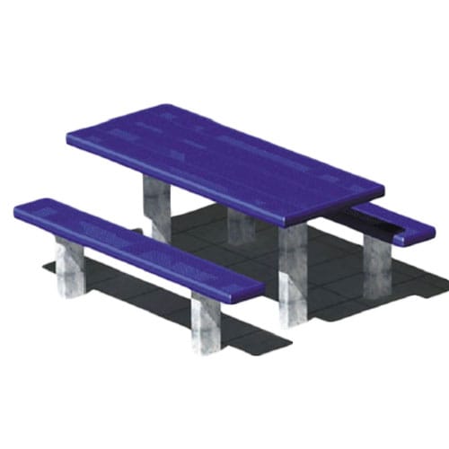 APT Series: Multi Pedestal Rectangular Table w/ H-Type Thermo-plastic Coated Perforated Steel Top & Seats ( AI-1745 )