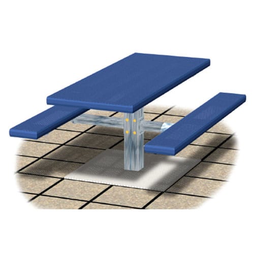 PT Series: Pedestal Rectangular Table w/ V-Type Thermo-plastic Coated Expanded Steel Top & Seats ( AI-1707 )