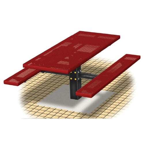 PT Series: Pedestal Rectangular Table w/ D-Type Thermo-plastic Coated Expanded Steel Top & Seats ( AI-1708 )