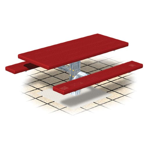 PT Series: Pedestal Rectangular Table w/ H-Type Thermo-plastic Coated Perforated Steel Top & Seats ( AI-1710 )