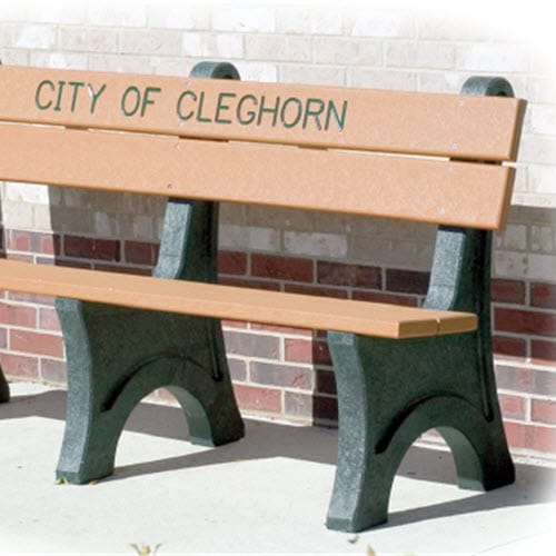 RBB Series: Surface Mount 100% Recycled Plastic Bench w/ Backrest 