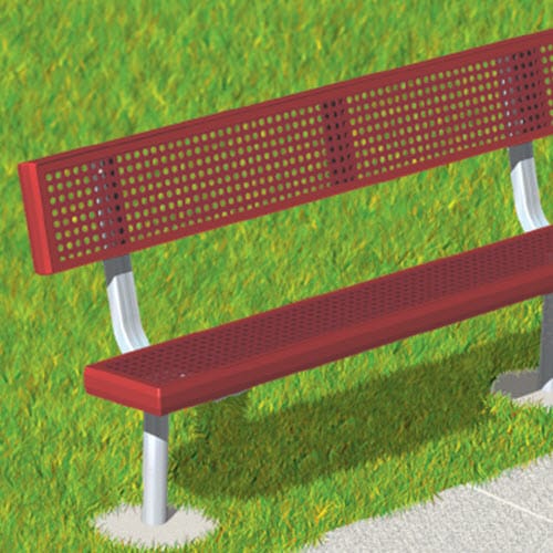 SCXB Series: Embedded Mount Bench w/ H-Type Thermo-Plastic Coated Perforated Steel Back & Seat 