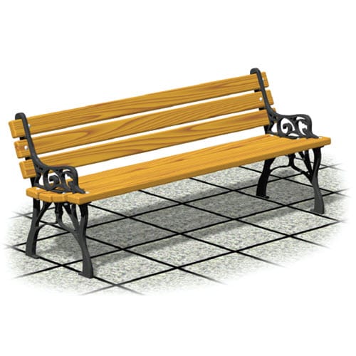 Gibraltar Series: Cast Aluminum Bench w/ Lumber Back & Seat Planks