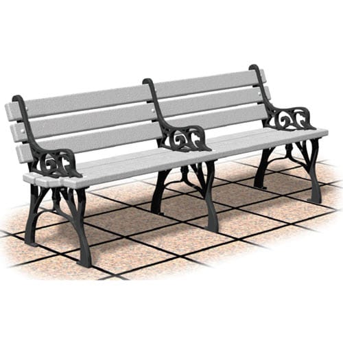 Gibraltar Series: Cast Aluminum Bench w/ Recycled Plastic Back & Seat Planks