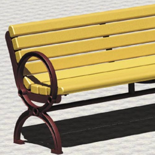 Gillette Series: Cast Iron Surface Mount Contour Bench w/ Recycled Plastic Seat
