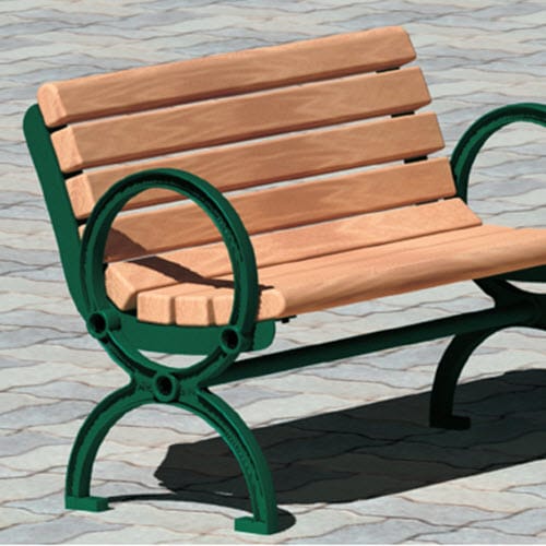 Gillette Series: Cast Iron Surface Mount Contour Bench w/ Lumber Seat