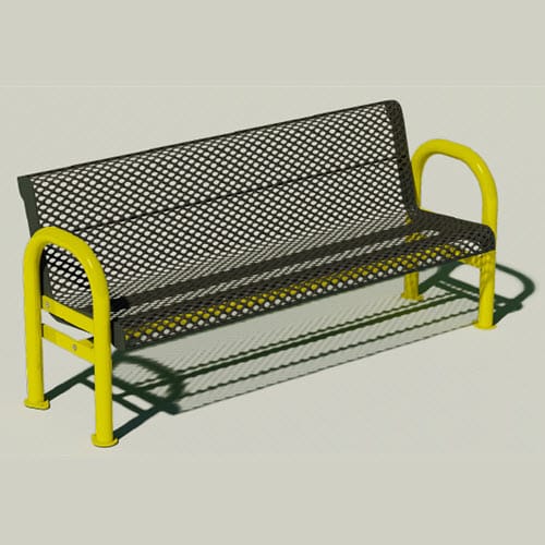 Riverview Series: Surface Mount Contour Bench w/ D-Type Thermo-Plastic Coated Expanded Steel Seat