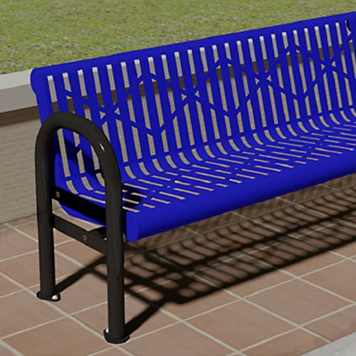 Riverview Series: Surface Mount Contour Bench w/ Thermo-Plastic Coated Cut Steel Plate Seat