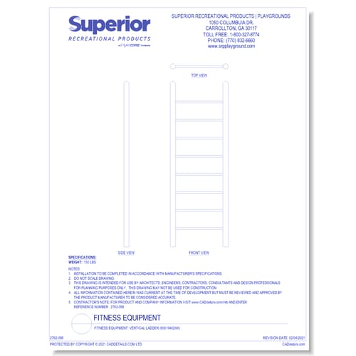 Fitness Equipment: Vertical Ladder (60019402XX)