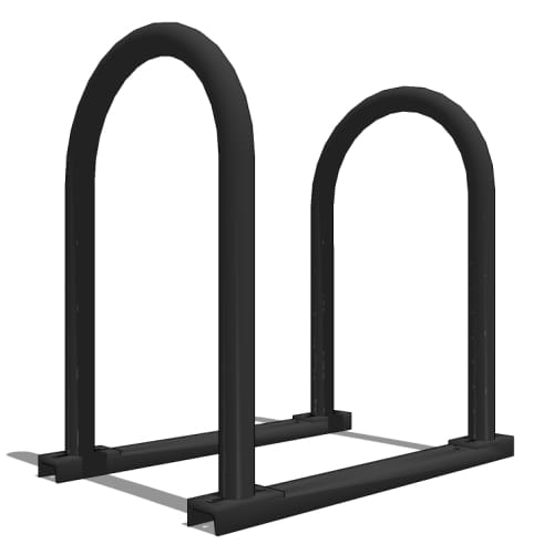 U190 'U' on Rail Bike Rack: 4 Bike, 2 Loop, Surface Mount