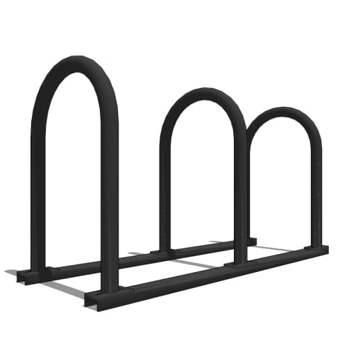 U238 'U' on Rail Bike Rack: 6 Bike, 3 Loop, Surface Mount