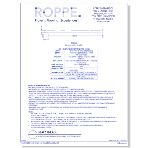 Rubber Treads: Abrasive Strip - Heavy-Duty Square Nose